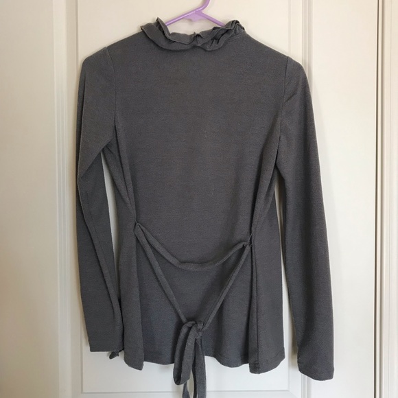 Romy | Gray Ruffle Cardigan - Picture 2 of 3